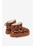 Detské a juniorské zateplené snežnice s kožušinou Mireya - panter/bronzová
