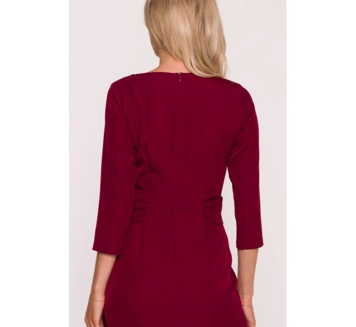 Šaty s volánkem model 21787046 bordó - STYLOVE