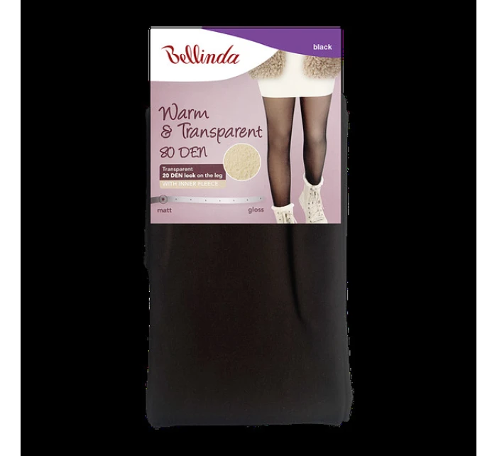 WARM & TRANSPARENT 80 DEN S FLEECE - BELLINDA - čierna