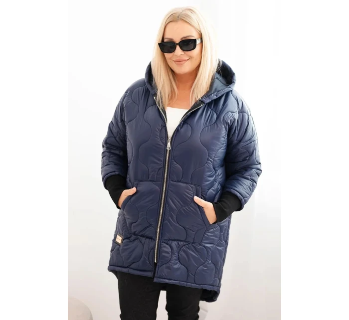Dámske Plus veľkosť zimná bunda prešívaná s kapucňou Garnet