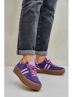 Zazoo N1068S4 Damskie Zamszowe Sneakersy Na Platformie Ciemnofioletowe