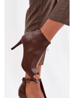 Dámské sandály na podpatku čokoládové Helira