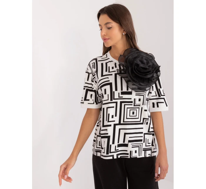 Dámska blúzka LK BZ 509697.27 Ecru s čiernou - FPrice