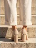 Dámske semišové lodičky na ihlovom podpätku béžovej farby FashionStreet ZY1398