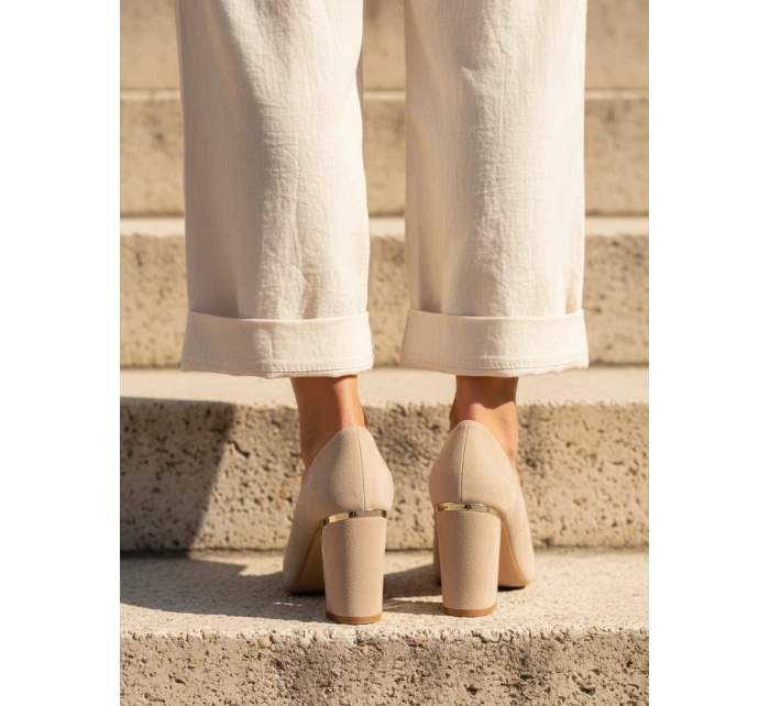 Dámske semišové lodičky na ihlovom podpätku béžovej farby FashionStreet ZY1398