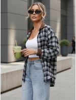 Dámska kockovaná košeľa na gombíky tmavomodrá FashionStreet DY0483