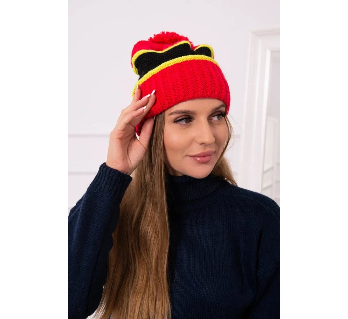 Dámska čiapka Kinga K297 červená+kiwi+čierna