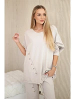 Oversize bavlnená tepláková súprava + nohavice béžová
