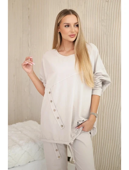 Oversize bavlnená tepláková súprava + nohavice béžová