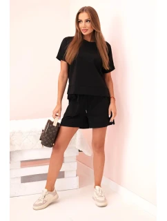 Dámsky set punto s krátkymi rukávmi a šortkami čierny