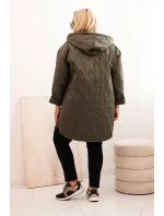 Dámska prešívaná bunda s kapucňou a nápisom HOPE khaki