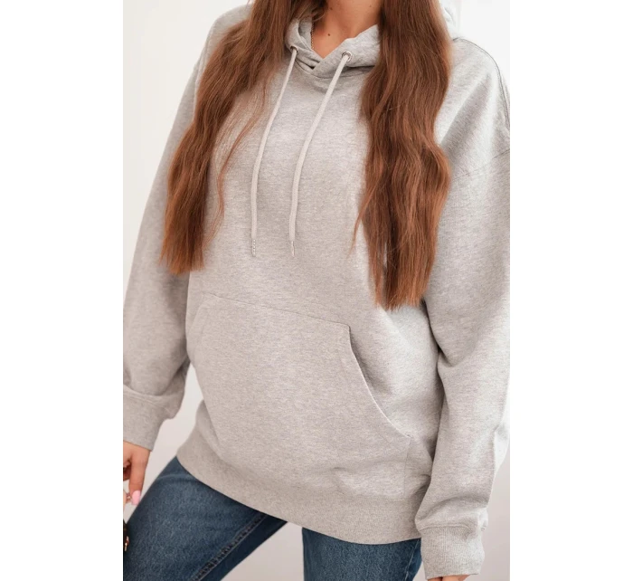 Dámská mikina s kapucí a klokaní kapsou bavlněná šedá