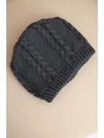 Dámska zimná vlnená čiapka s pleteným vzorom K452 graphite