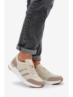 Dámské kožené tenisky na platformě béžové model 21685462 - EVENTO