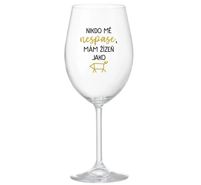 NIKDO MĚ NESPASE, MÁM ŽÍZEŇ JAKO PRASE - priehľadný pohár na víno 350 ml