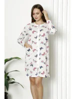 Dámsky župan K13038 biely s motýlikmi - La Penna