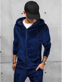 Pánska tmavomodrá velúrová mikina FashionStreet BX5541