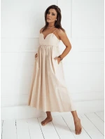 světle béžové midi šaty Dstreet model 21972627 - FashionStreet světle béžové midi šaty Dstreet model 21972627 - FashionStreet