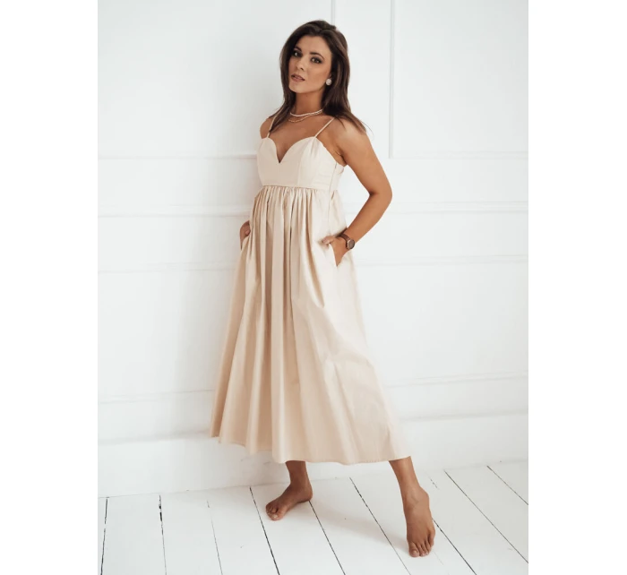 světle béžové midi šaty Dstreet model 21972627 - FashionStreet světle béžové midi šaty Dstreet model 21972627 - FashionStreet