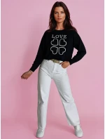 Dámsky sveter s potlačou CLOVER black FashionStreet MY2300