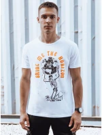 Pánske biele tričko s potlačou FashionStreet RX5619 Pánske biele tričko s potlačou FashionStreet RX5619