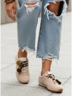 Dámske semišové tenisky s ozdobnými lodičkami béžovej farby FashionStreet ZY1411