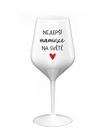 BEST MOMS IN THE WORLD - biely nerozbitný pohár na víno 470 ml