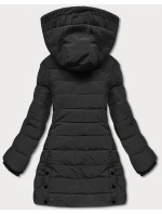 Čierna dámska zimná bunda s kapucňou (2M-21003)