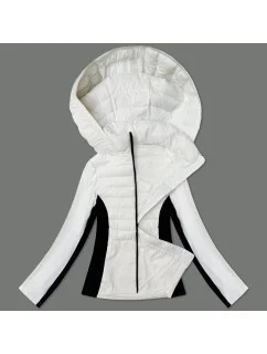 Bílá dámská bunda z různých spojených materiálů model 21005379 - J.STYLE