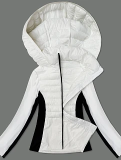 Bílá dámská bunda z různých spojených materiálů model 21005379 - J.STYLE