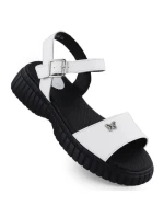 Dámské kožené sandály na podrážce s vzorem bílé model 21905006 - FILIPPO
