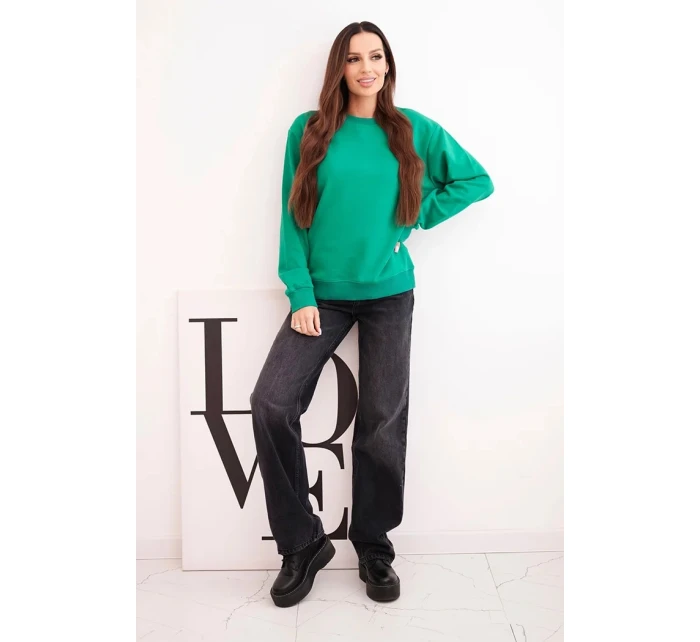 Dámska základná bavlnená mikina s okrúhlym výstrihom svetlozelená