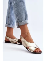 Zazoo 40407 Sandały Skórzane Damskie Złote