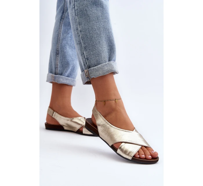 Zazoo 40407 Sandały Skórzane Damskie Złote