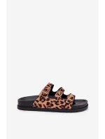 Klapki Damskie Z Paskami I Klamrami W Panterkę Brązowe Uliri Klapki Damskie Z Paskami I Klamrami W Panterkę Brązowe Uliri