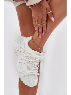 Sneakersy Damskie Z Podwójnym Sznurowaniem Białe Onivetta