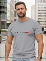 Pánské bavlněné tričko s nápisem PARIS, šedé, FashionStreet NX5139R Pánské bavlněné tričko s nápisem PARIS, šedé, FashionStreet NX5139R