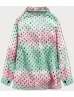 Ružovo-mätová dámska košeľová bunda so stojačikom (1132)