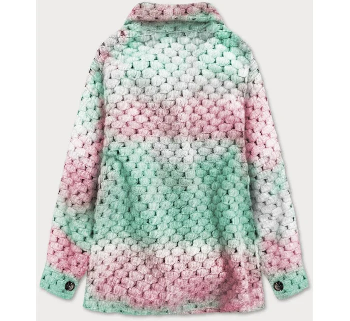 Ružovo-mätová dámska košeľová bunda so stojačikom (1132)