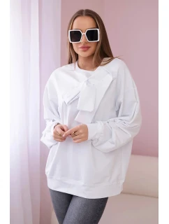 Bavlnená blúzka s mašľou biela