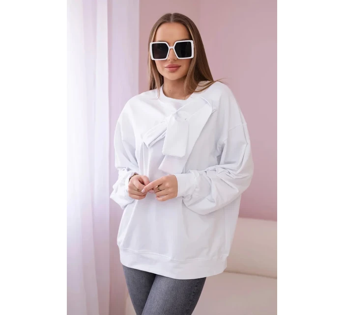 Bavlnená blúzka s mašľou biela