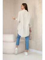 Bavlnená mušelínová oversize košeľa tmavo béžová