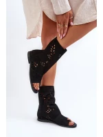 Zazoo 3437 Damskie Zamszowe Sandały Z Cholewką Na Zamek Czarne Zazoo 3437 Damskie Zamszowe Sandały Z Cholewką Na Zamek Czarne