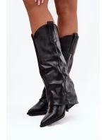 Dámske kovbojské čižmy na podpätku Palira - čierne, ekokoža Dámske kovbojské čižmy na podpätku Palira - čierne, ekokoža