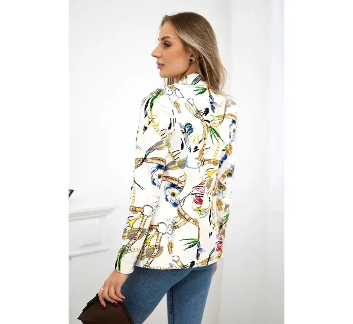 Bavlněné sako model 21185922 s potiskem ecru - Kesi