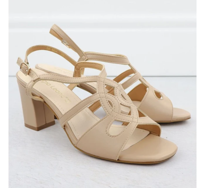 Béžové dámské sandály na jehlovém podpatku Sergio model 21904870 - LEONE