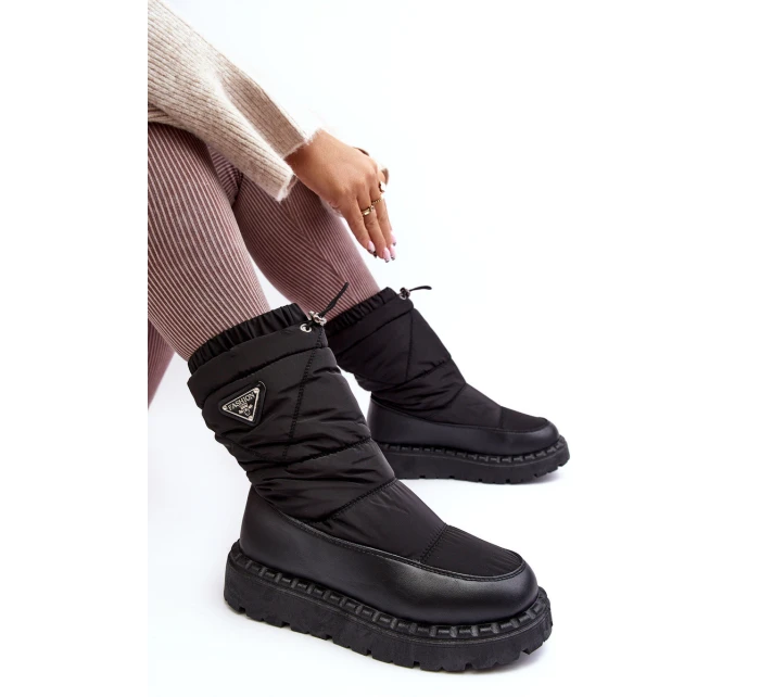 Śniegowce Damskie Na Grubej Podeszwie Czarne Lureta Śniegowce Damskie Na Grubej Podeszwie Czarne Lureta