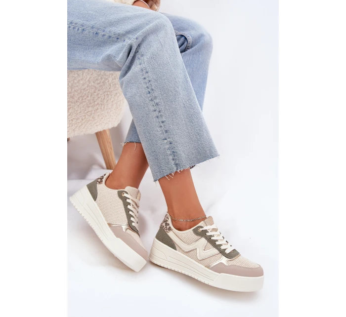 Dámské Tenisky Na Platformě Leopardí Béžové model 21702047 - Boto Dámské Tenisky Na Platformě Leopardí Béžové model 21702047 - Boto