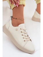 Kožené dámské polobotky model 22133405 světle béžové - VINCEZA