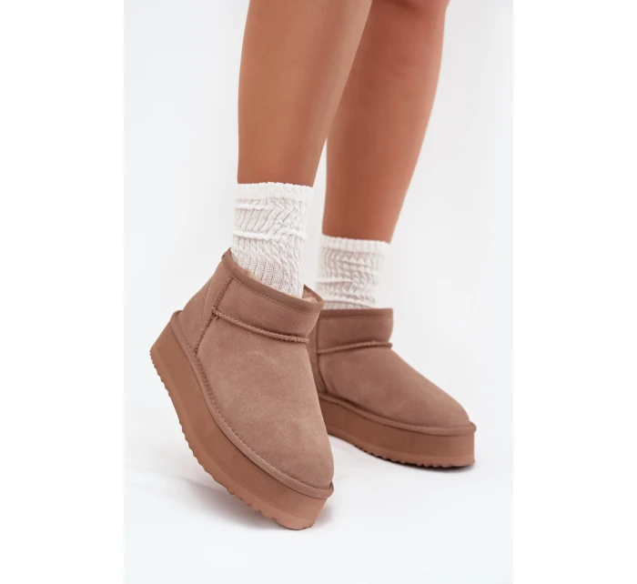 Dámske semišové snežnice na platforme Vinceza - béžové Dámske semišové snežnice na platforme Vinceza - béžové